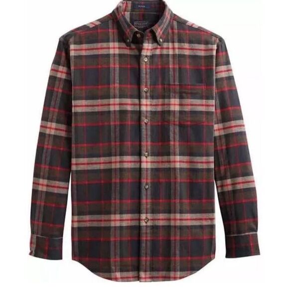 NWT PENDELTON Flannel Shirt Men’s Medium Plaid Button Down Mason Fit Brown Red - Picture 2 of 5